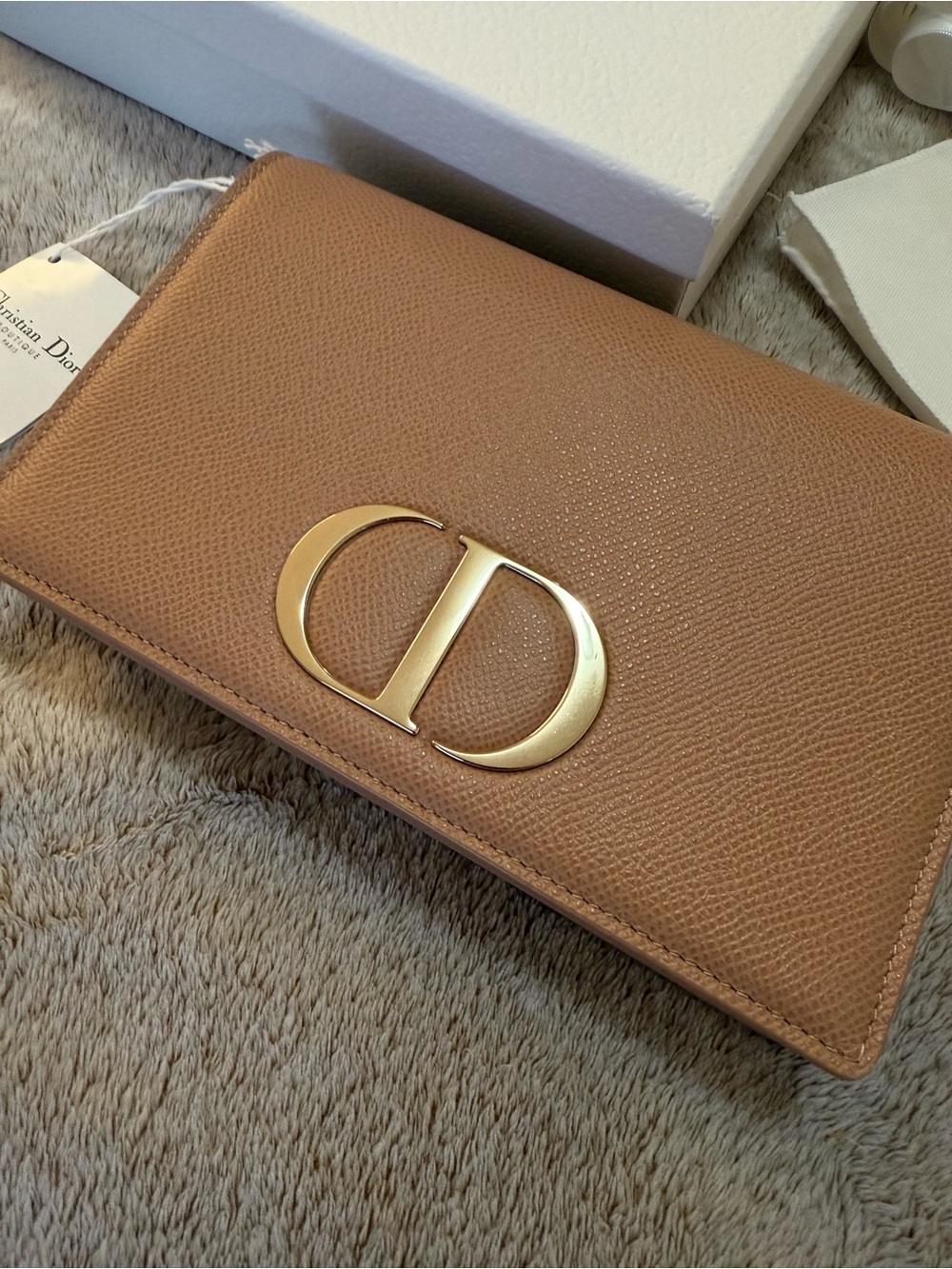 DIOR 30 Montaigne 2 -in -1 Pouch Rose Des Vents Grained Calfskin Bag AUTHENTIC